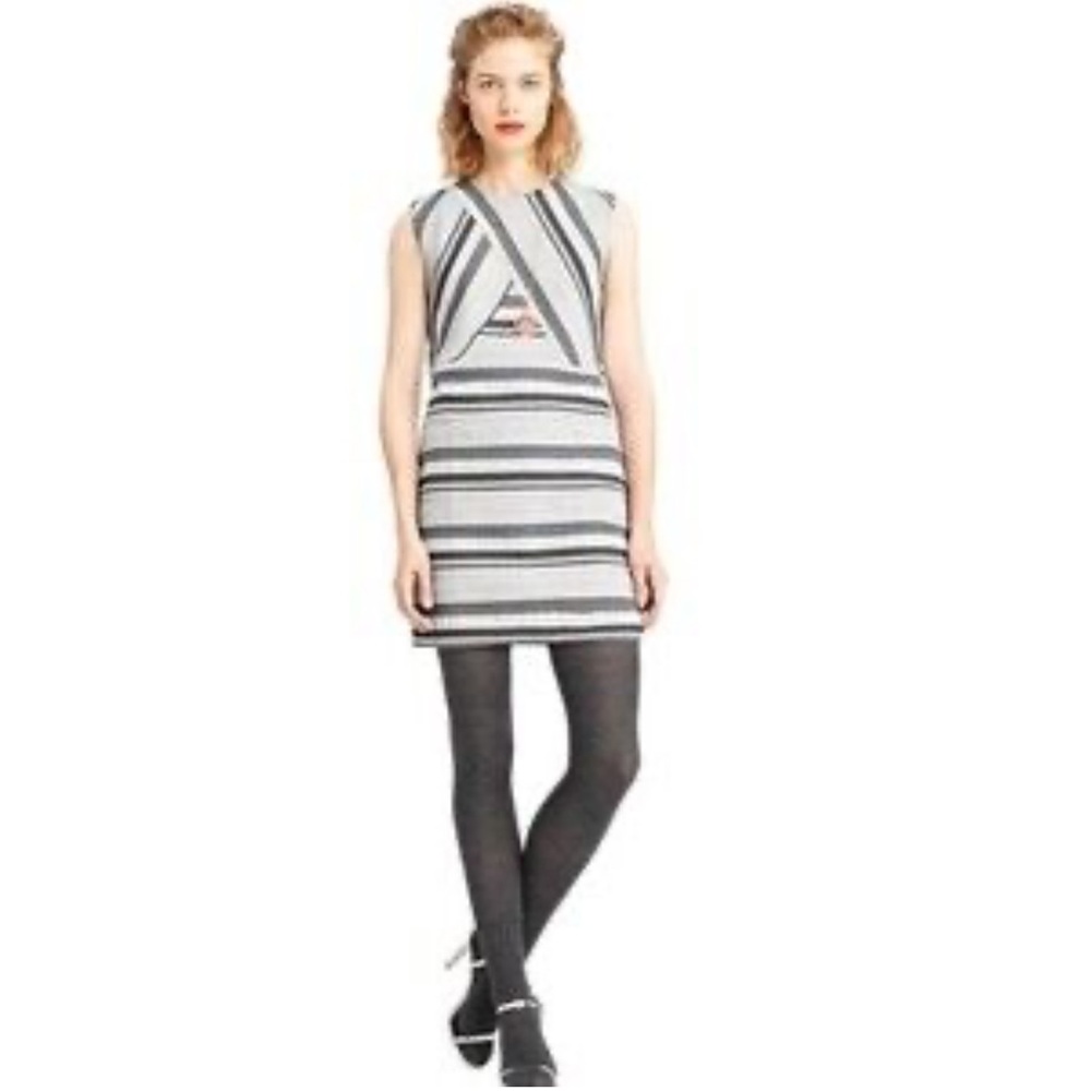 Kate Spade Saturday Mini Dress Sz 14 Geometric Black Grey White
